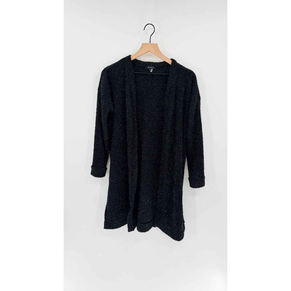 Glam Goth Shimmery Fuzzy Eyelash Cardigan XS Layering Sparkle Longline Glitzy